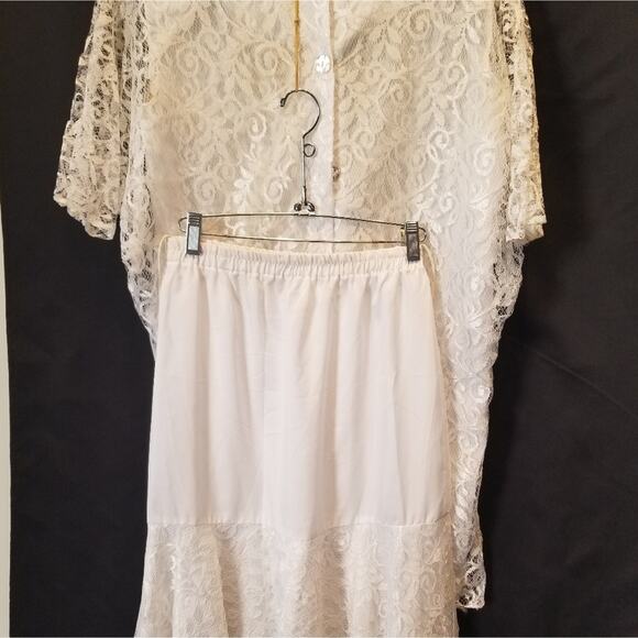 Vintage 80's White Algo Ettes 2 Piece Dress Short Sleeve Round Neck Women Size 9 - Picture 9 of 16